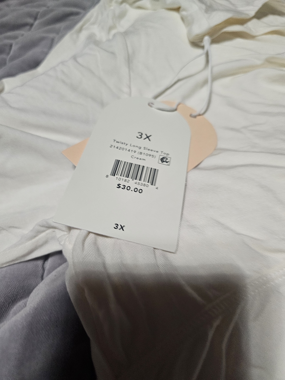 Blogilates Cream Long Sleeve Tee with Tag - 3X